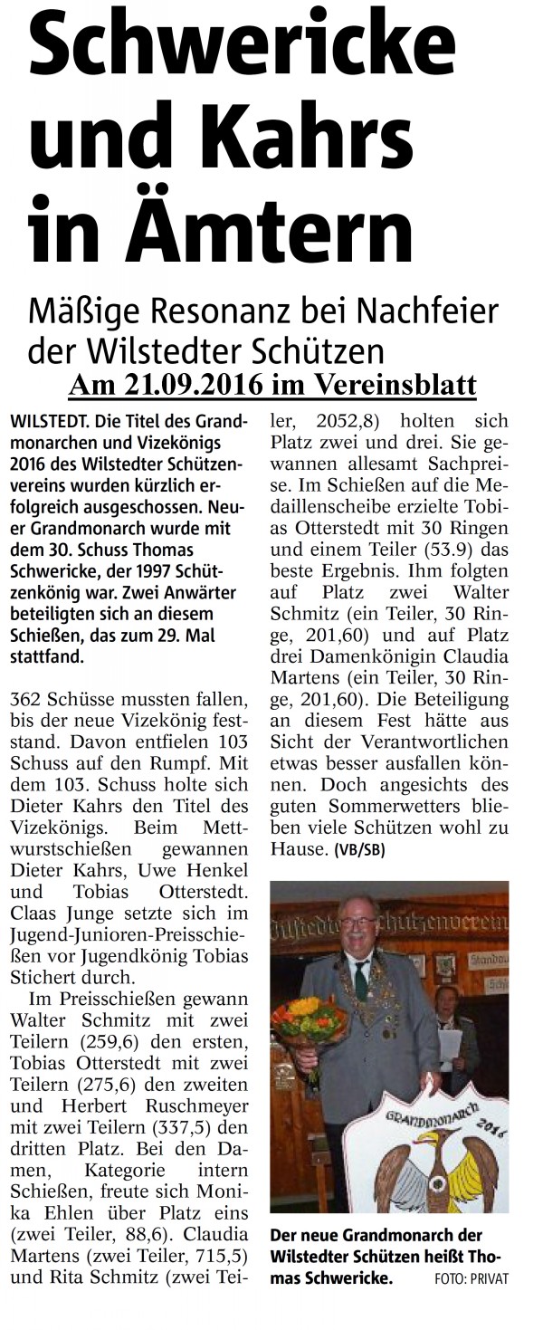 Bericht aus dem Vereinsblatt vom Vizek&ouml;nig 2016